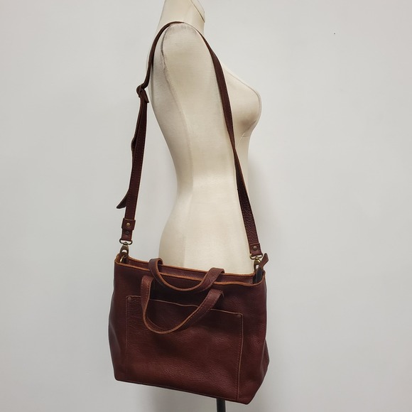 Portland Boot Company Handbags - Portland Leather Goods Womens Leather Mini Crossbody Tote Brown Adjustable Zip